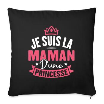 Je suis la maman d une princesse - Housse de coussin décorative 45 x 45 cm - noir - Devant