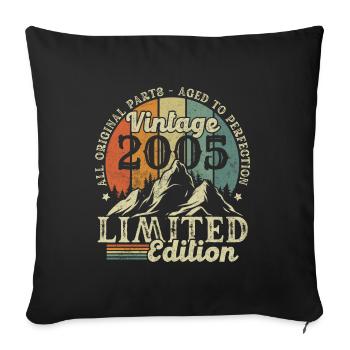 Vintage 2005 Retro Birthday Gift 18 Years - Sofa pillowcase 17,3'' x 17,3'' (45 x 45 cm) - black - Front
