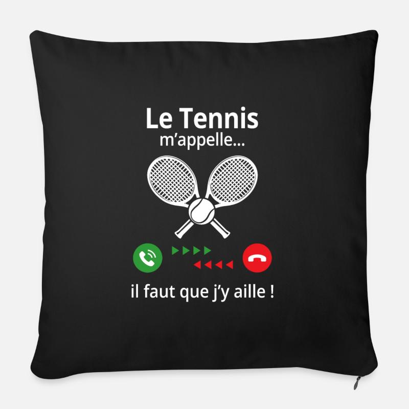 le tennis m' appelle - Housse de coussin décorative 45 x 45 cm - noir