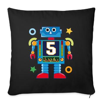 Small robot 5 years - Sofa pillowcase 17,3'' x 17,3'' (45 x 45 cm) - black - Front