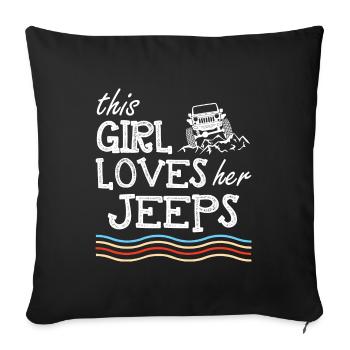 Cette fille aime ses jeeps - Housse de coussin décorative 45 x 45 cm - noir - Devant