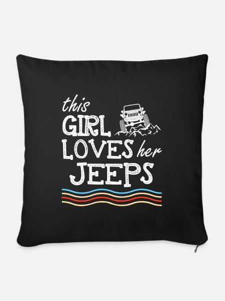 This Girl Loves Her Jeeps - Pudebetræk 45 x 45 cm - sort