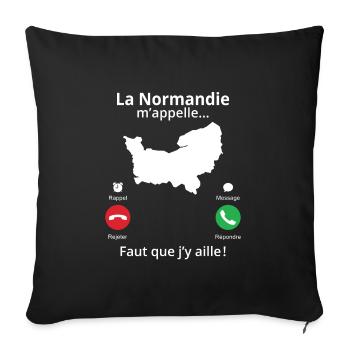La Normandie m'appelle faut que j'y aille! - Housse de coussin décorative 45 x 45 cm - noir - Devant