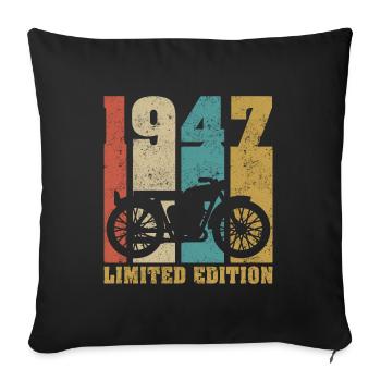 Vintage Moto 1947 Rétro Cadeau D'anniversaire - Housse de coussin décorative 45 x 45 cm - noir - Devant