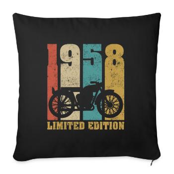 Vintage Moto 1958 Rétro Cadeau D'anniversaire - Housse de coussin décorative 45 x 45 cm - noir - Devant