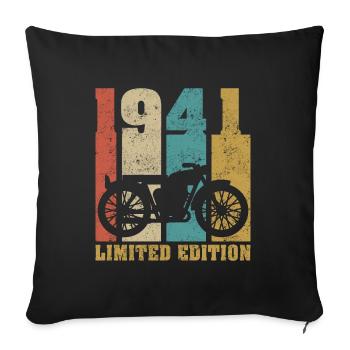 Vintage Moto 1941 Rétro Cadeau D'anniversaire - Housse de coussin décorative 45 x 45 cm - noir - Devant
