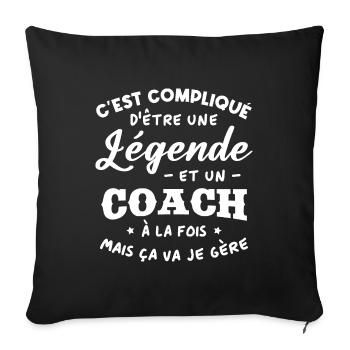 Légende et Coach - Housse de coussin décorative 45 x 45 cm - noir - Devant