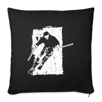 Skiing adventures in grunge style: winter magic in the - Sofa pillowcase 17,3'' x 17,3'' (45 x 45 cm) - black - Front