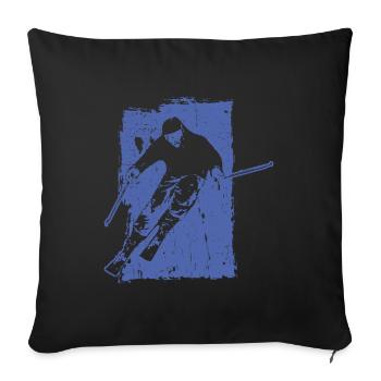 Skiing adventures in grunge style: winter magic in the - Sofa pillowcase 17,3'' x 17,3'' (45 x 45 cm) - black - Front