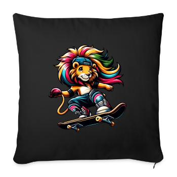 Girafe patineuse coquine avec planche à roulettes - Housse de coussin décorative 45 x 45 cm - noir - Devant