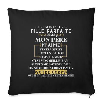 T-shirt de la fête des pères - Fille à Papa - Housse de coussin décorative 45 x 45 cm - noir - Devant