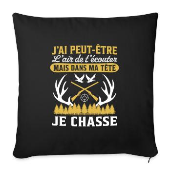 Dans ma tête je chasse - Housse de coussin décorative 45 x 45 cm - noir - Devant