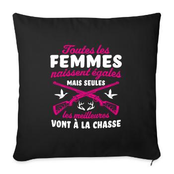 Les Meilleures Vont á La Chasse - Housse de coussin décorative 45 x 45 cm - noir - Devant