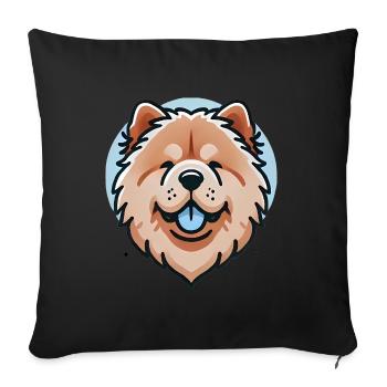 Chow Chow Face Cute Dog Illustration - Sofa pillowcase 17,3'' x 17,3'' (45 x 45 cm) - black - Front