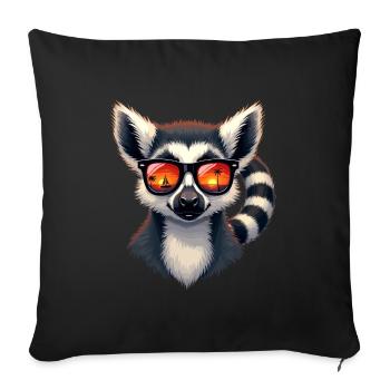 A stylish lemur wearing sunglasses - Sofa pillowcase 17,3'' x 17,3'' (45 x 45 cm) - black - Front