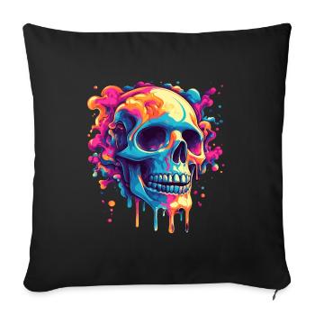 Squelette psychédélique aux couleurs éclatantes - Housse de coussin décorative 45 x 45 cm - noir - Devant