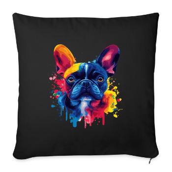 Psychedelic Bulldog with vibrant colors - Sofa pillowcase 17,3'' x 17,3'' (45 x 45 cm) - black - Front