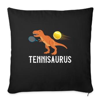 Tennis Dino Saurus Funny Dino - Sofa pillowcase 17,3'' x 17,3'' (45 x 45 cm) - black - Front