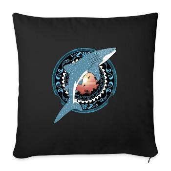 Whale Shark Hawaiian - Sofa pillowcase 17,3'' x 17,3'' (45 x 45 cm) - black - Front