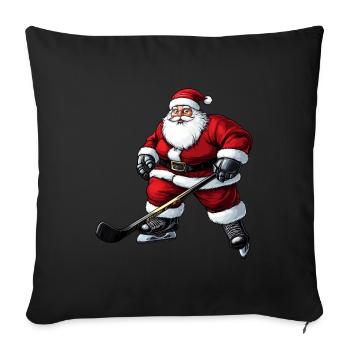 Eishockeyspieler Weihnachten - Sofakissenbezug 45 x 45 cm - Schwarz - Vorne
