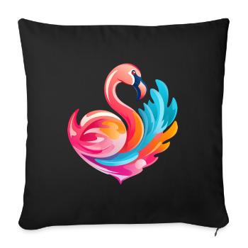 Rainbow flamingo with colorful waves - Sofa pillowcase 17,3'' x 17,3'' (45 x 45 cm) - black - Front