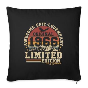 1966 Vintage Vintage Rétro Cadeau d’anniversaire - Housse de coussin décorative 45 x 45 cm - noir - Devant