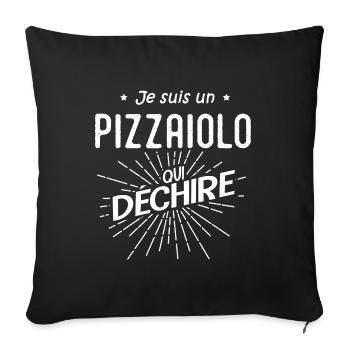 je suis un pizzaiolo qui déchire humour pizzaiolo - Housse de coussin décorative 45 x 45 cm - noir - Devant