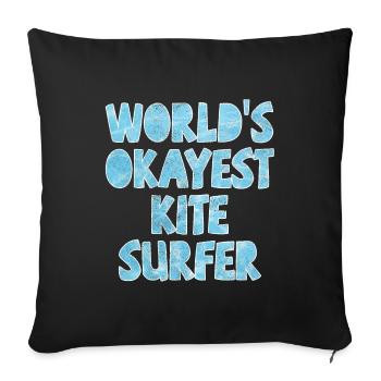 World's Okayest Kite Surfer Light Blue - Sofa pillowcase 17,3'' x 17,3'' (45 x 45 cm) - black - Front