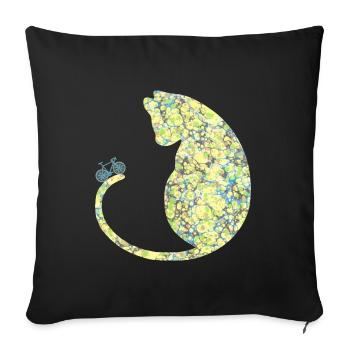 katze mit fahrrad e 219 - Sofakissenbezug 45 x 45 cm - Schwarz - Vorne