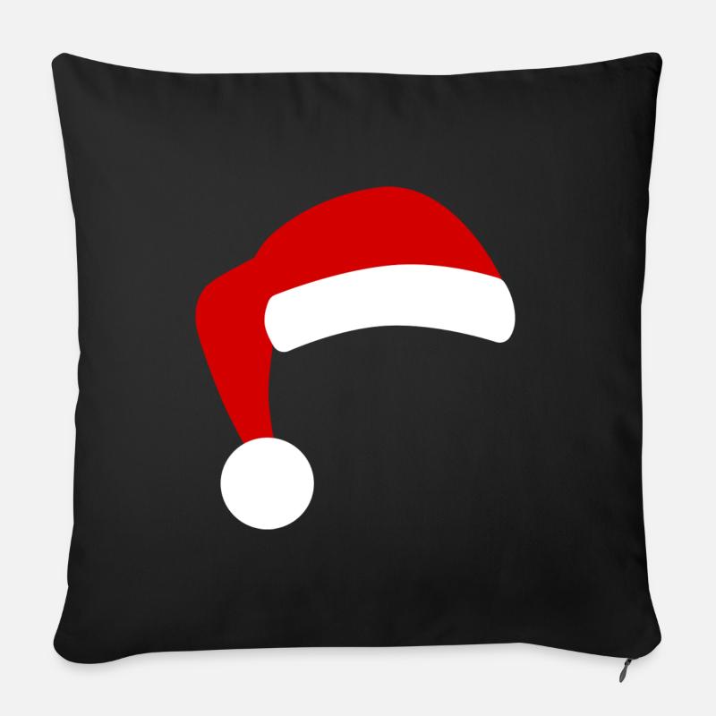 Nikolaus Weihnachtsmann Zipfel Mütze Santa - Sofakissenbezug 45 x 45 cm - Schwarz