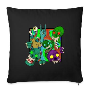 Trippy Goa Psychédélique Rave Trip Champignons - Housse de coussin décorative 45 x 45 cm - noir - Devant
