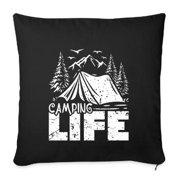 Vie de camping - Housse de coussin décorative 45 x 45 cm - noir - Devant