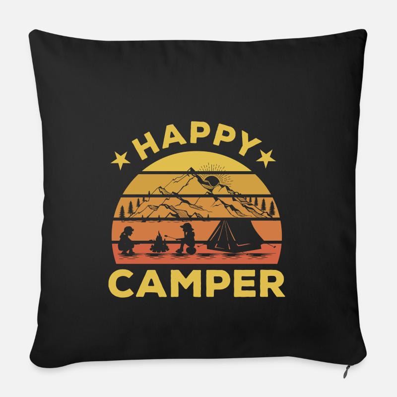 Happy Camper - Sofakissenbezug 45 x 45 cm - Schwarz