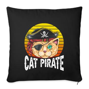 Cat Pirate - Sofa pillowcase 17,3'' x 17,3'' (45 x 45 cm) - black - Front