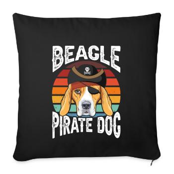 Beagle Pirate Dog - Sofa pillowcase 17,3'' x 17,3'' (45 x 45 cm) - black - Front