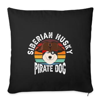 Siberian Husky Pirate Dog - Sofa pillowcase 17,3'' x 17,3'' (45 x 45 cm) - black - Front