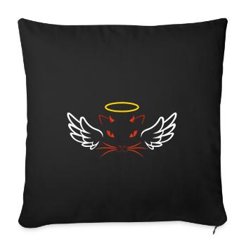 Angel and devil cat - Sofa pillowcase 17,3'' x 17,3'' (45 x 45 cm) - black - Front