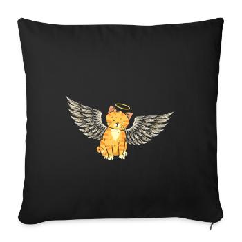 Ange Chat - Housse de coussin décorative 45 x 45 cm - noir - Devant