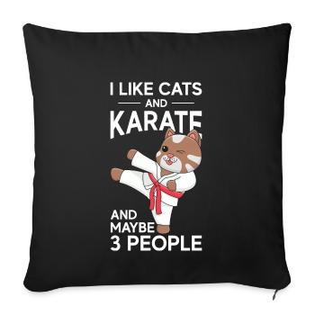 I like cats and karate and maybe 3 people - Sofa pillowcase 17,3'' x 17,3'' (45 x 45 cm) - black - Front
