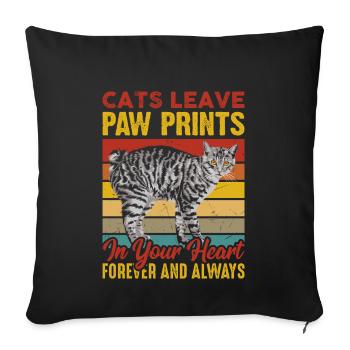 Les chats laissent des empreintes de pattes pour toujours dans votre - Housse de coussin décorative 45 x 45 cm - noir - Devant
