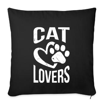 Cat lovers - Sofa pillowcase 17,3'' x 17,3'' (45 x 45 cm) - black - Front