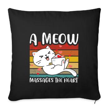 Un meau masse le cœur - Housse de coussin décorative 45 x 45 cm - noir - Devant