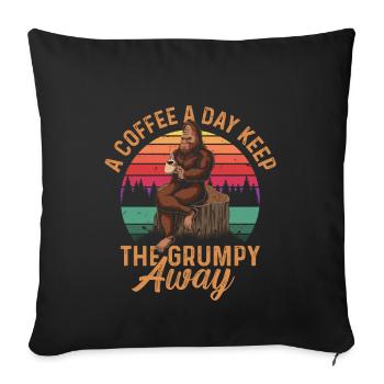 One coffee a day keeps the grumpy away - Sofa pillowcase 17,3'' x 17,3'' (45 x 45 cm) - black - Front