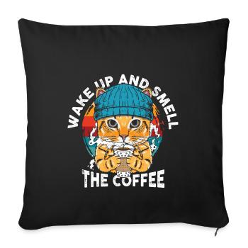 Wake up and smell the coffee - Sofa pillowcase 17,3'' x 17,3'' (45 x 45 cm) - black - Front