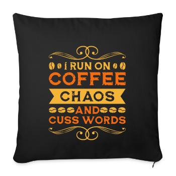 Je cours sur le chaos du café et jure des mots - Housse de coussin décorative 45 x 45 cm - noir - Devant