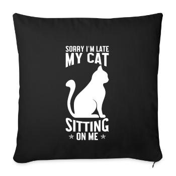 Désolé, je suis en retard, mon chat - Housse de coussin décorative 45 x 45 cm - noir - Devant