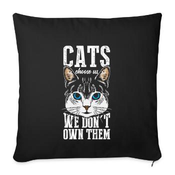 Les chats nous choisissent, nous ne les possédons pas - Housse de coussin décorative 45 x 45 cm - noir - Devant