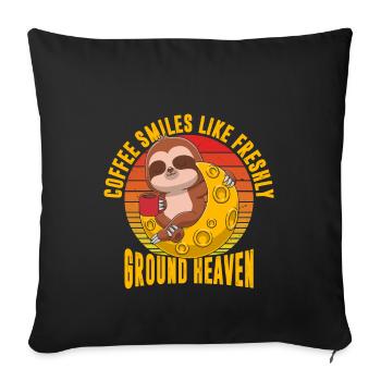 Coffee smiles like freshly ground heaven - Sofa pillowcase 17,3'' x 17,3'' (45 x 45 cm) - black - Front