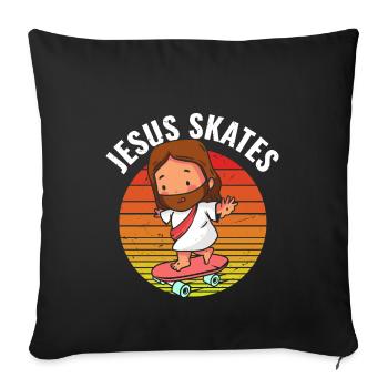 Jésus sauve avec Skateboart - Housse de coussin décorative 45 x 45 cm - noir - Devant