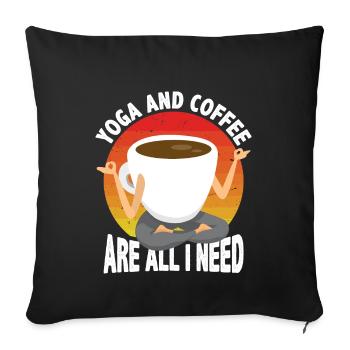 Yoga and coffee are all I need retro - Sofa pillowcase 17,3'' x 17,3'' (45 x 45 cm) - black - Front